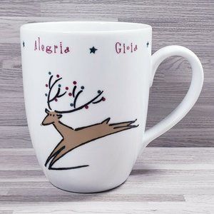 World Market Reindeer Christmas Holiday 10 oz. Coffee Mug Cup White